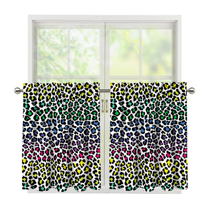 Colorful Leopard Print Tier Curtains