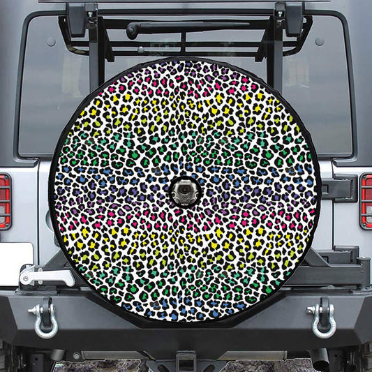 Colorful Leopard Print Tire Cover With Camera Hole