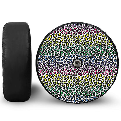 Colorful Leopard Print Tire Cover With Camera Hole