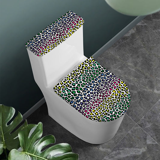 Colorful Leopard Print Toilet Lid And Tank Cover Set