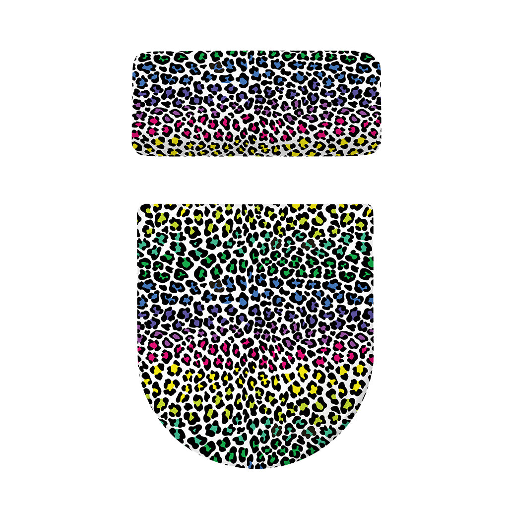 Colorful Leopard Print Toilet Lid And Tank Cover Set