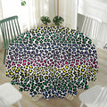 Colorful Leopard Print Waterproof Round Tablecloth