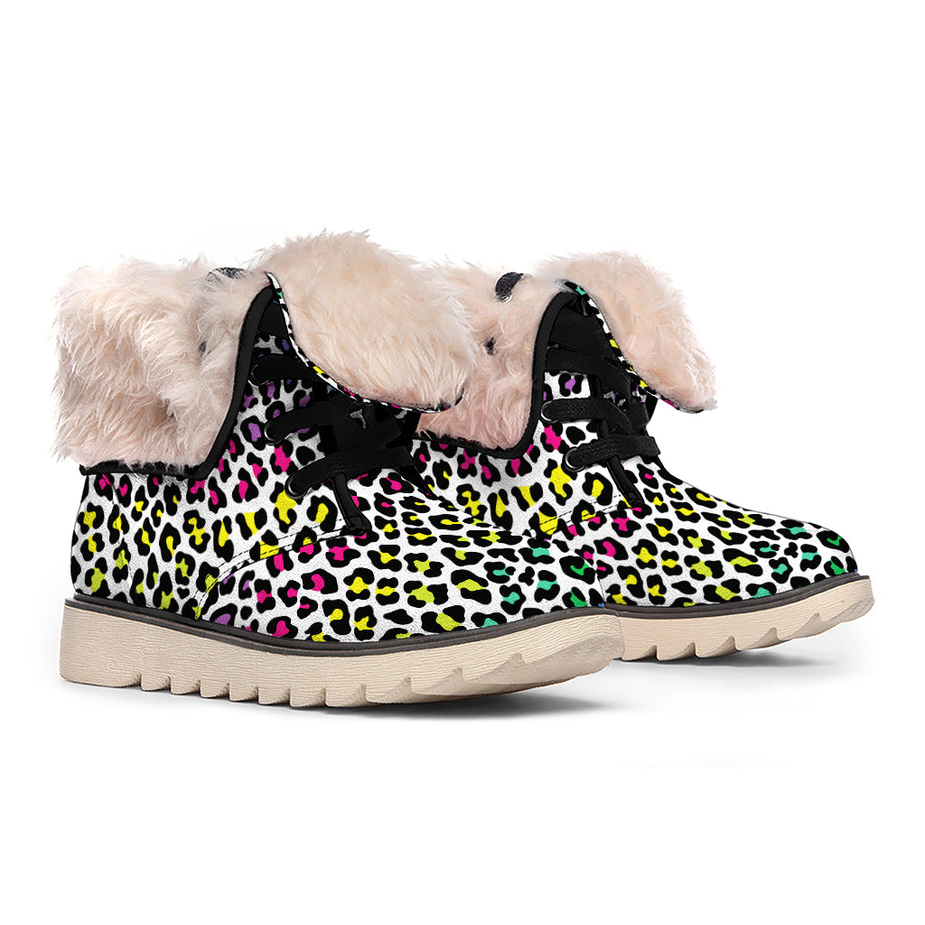Colorful Leopard Print Winter Boots