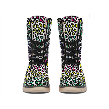 Colorful Leopard Print Winter Boots