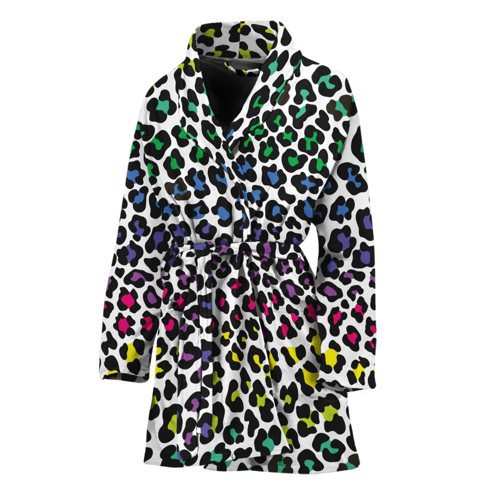 Colorful Leopard Print Women's Bathrobe