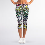 Colorful Leopard Print Women's Capri Leggings