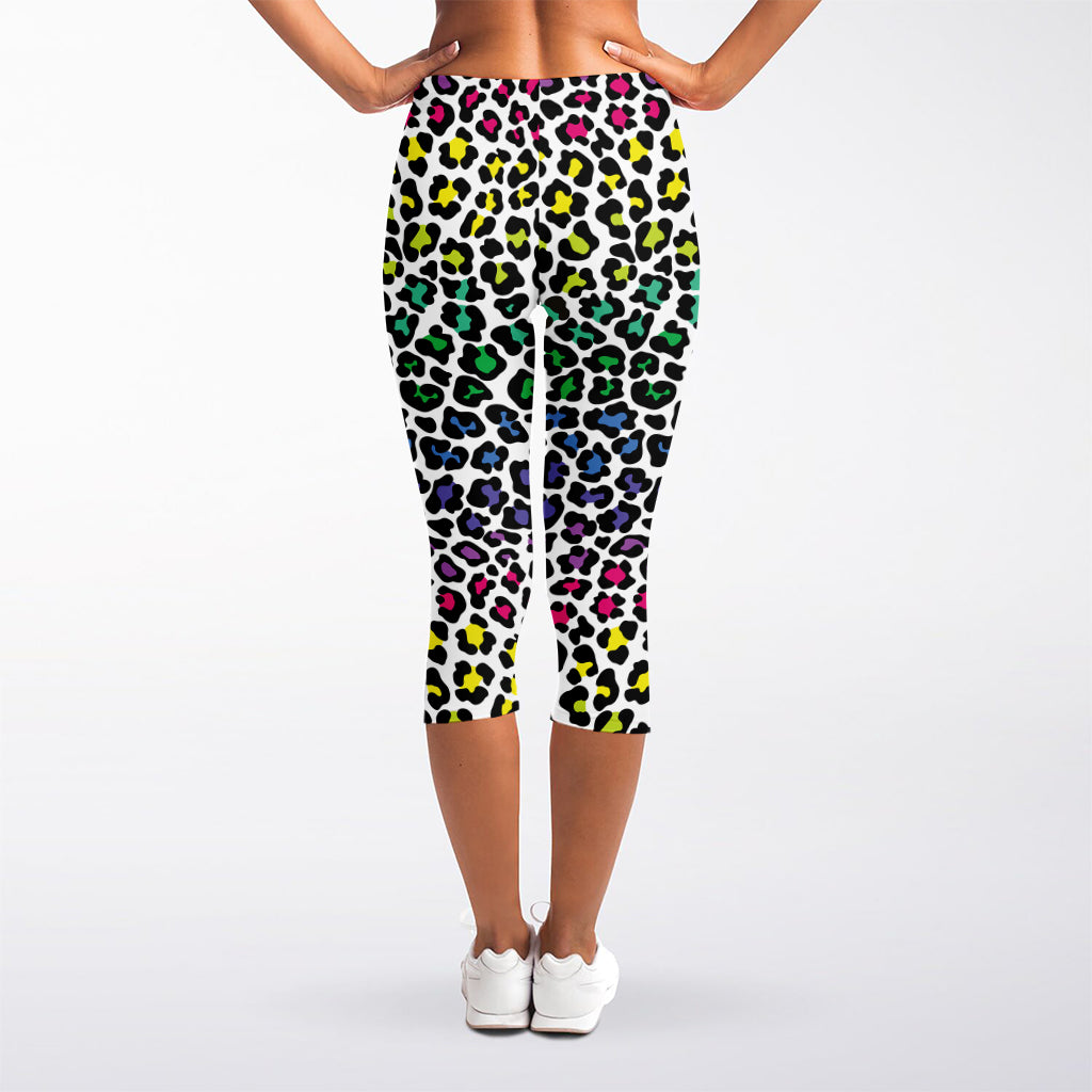 Colorful Leopard Print Women's Capri Leggings