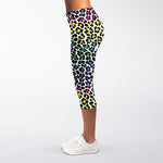 Colorful Leopard Print Women's Capri Leggings