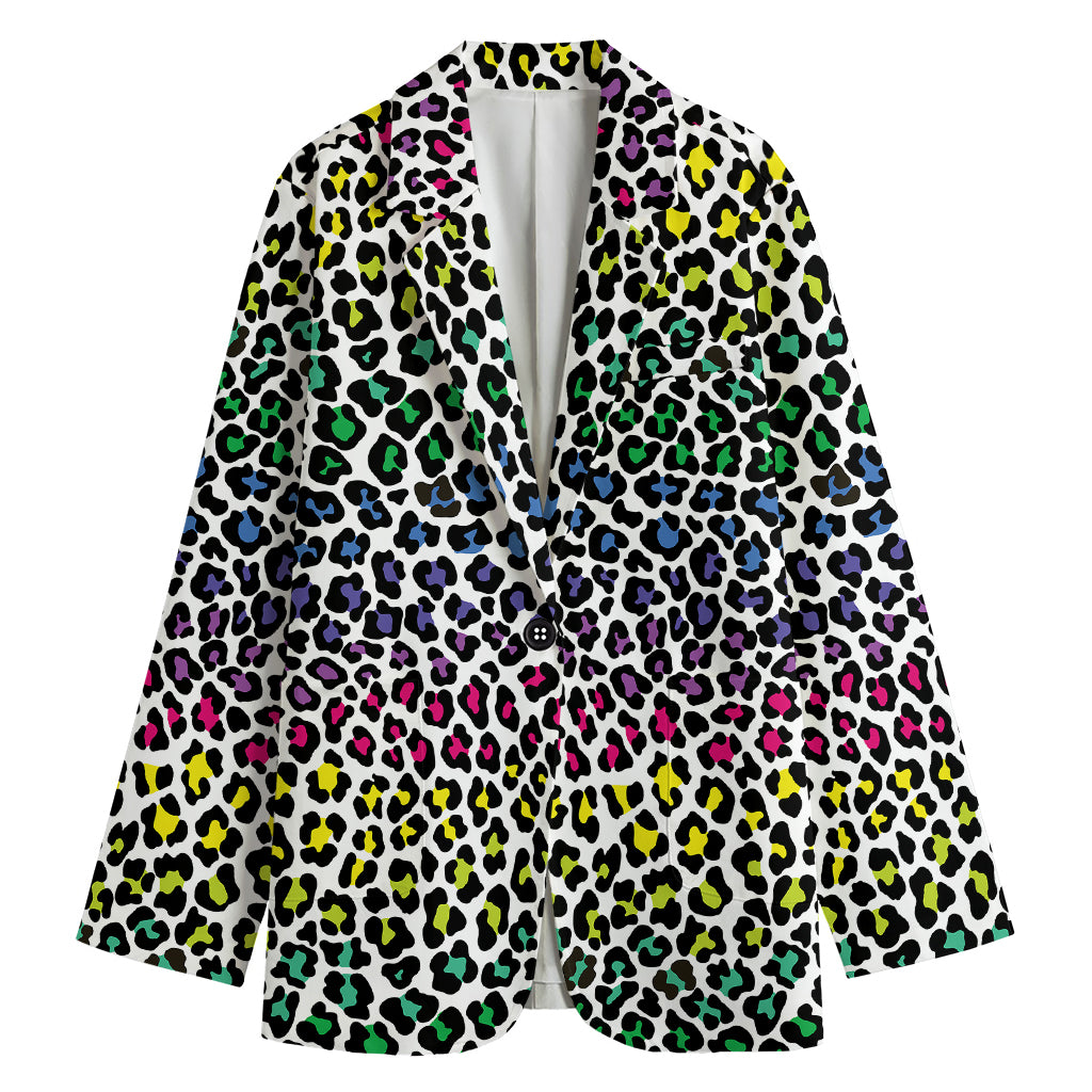 Colorful Leopard Print Women's Cotton Blazer