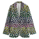 Colorful Leopard Print Women's Cotton Blazer