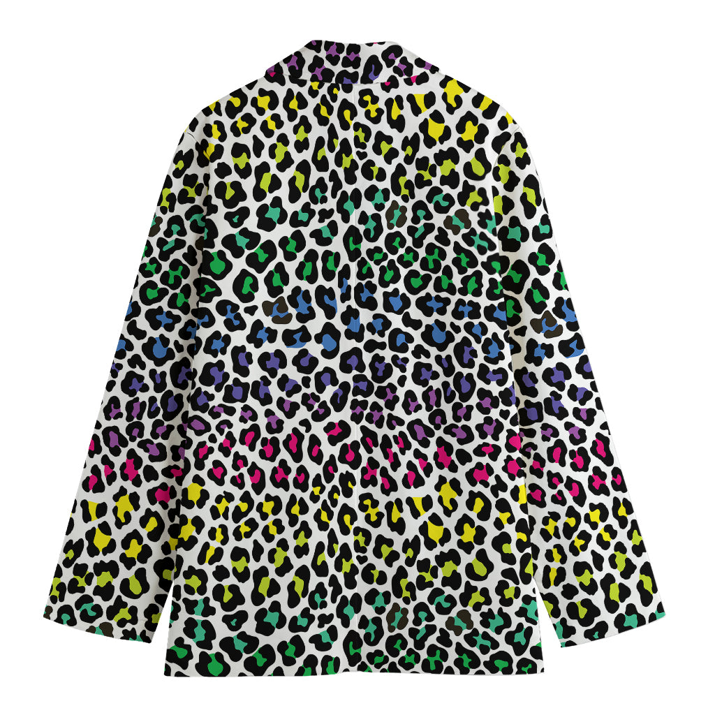 Colorful Leopard Print Women's Cotton Blazer