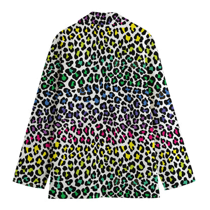 Colorful Leopard Print Women's Cotton Blazer