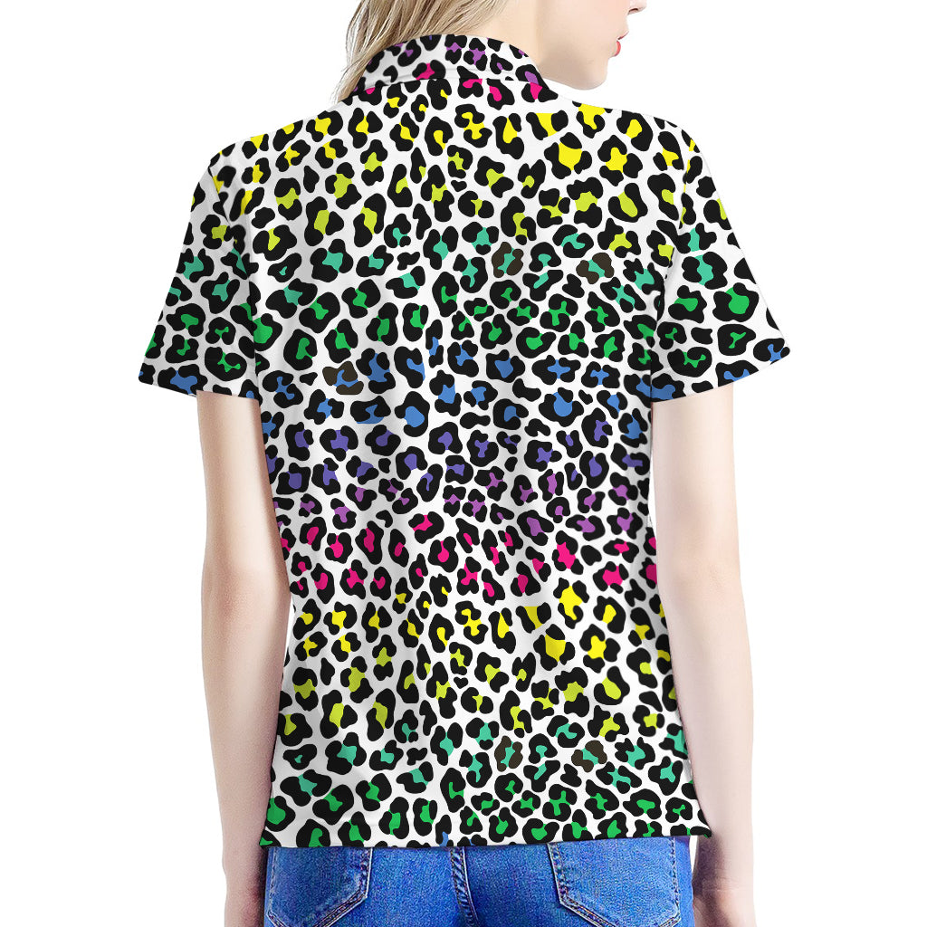 Colorful Leopard Print Women's Polo Shirt