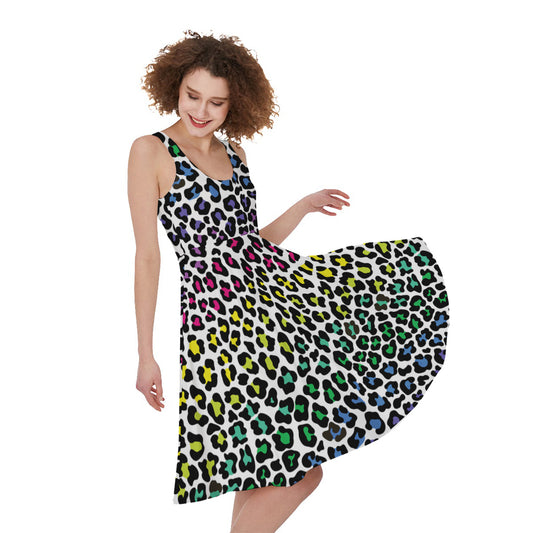 Colorful Leopard Print Women's Sleeveless Dress
