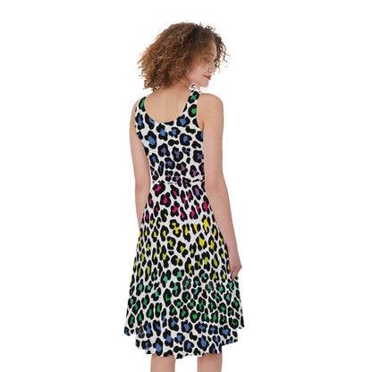 Colorful Leopard Print Women's Sleeveless Dress