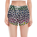 Colorful Leopard Print Women's Split Running Shorts