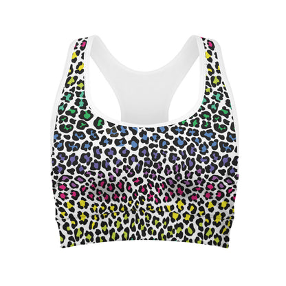 Colorful Leopard Print Women's Sports Bra