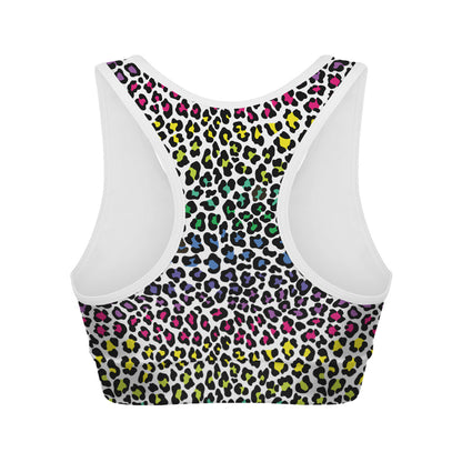 Colorful Leopard Print Women's Sports Bra