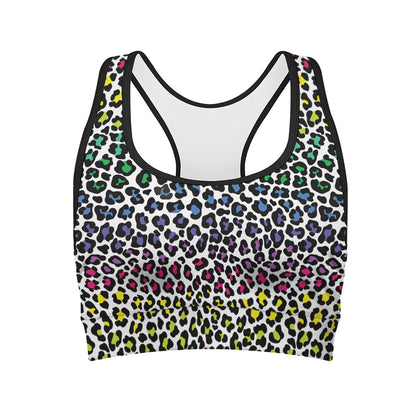 Colorful Leopard Print Women's Sports Bra