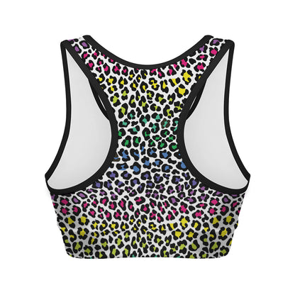 Colorful Leopard Print Women's Sports Bra