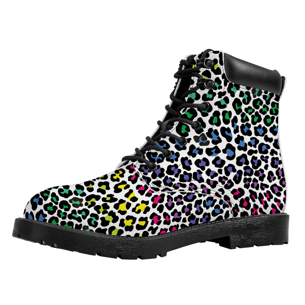 Colorful Leopard Print Work Boots