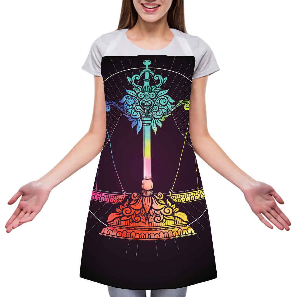 Colorful Libra Sign Print Adjustable Apron