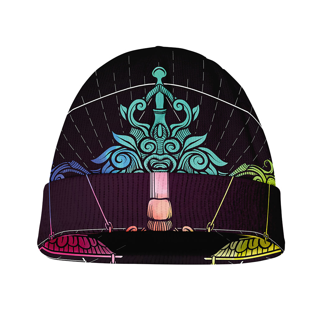 Colorful Libra Sign Print Beanie