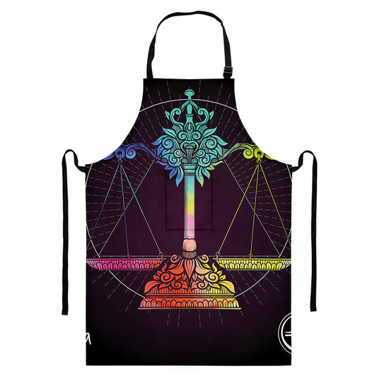 Colorful Libra Sign Print Bib Apron With Pocket