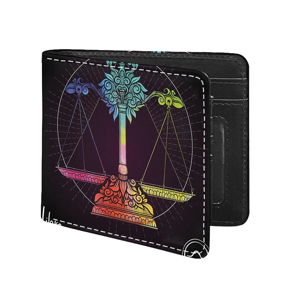 Colorful Libra Sign Print Bifold Wallet