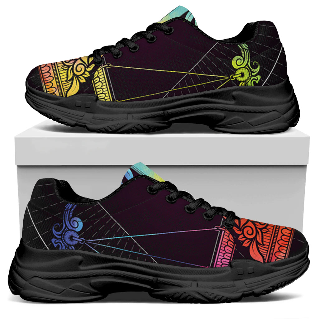 Colorful Libra Sign Print Black Chunky Shoes