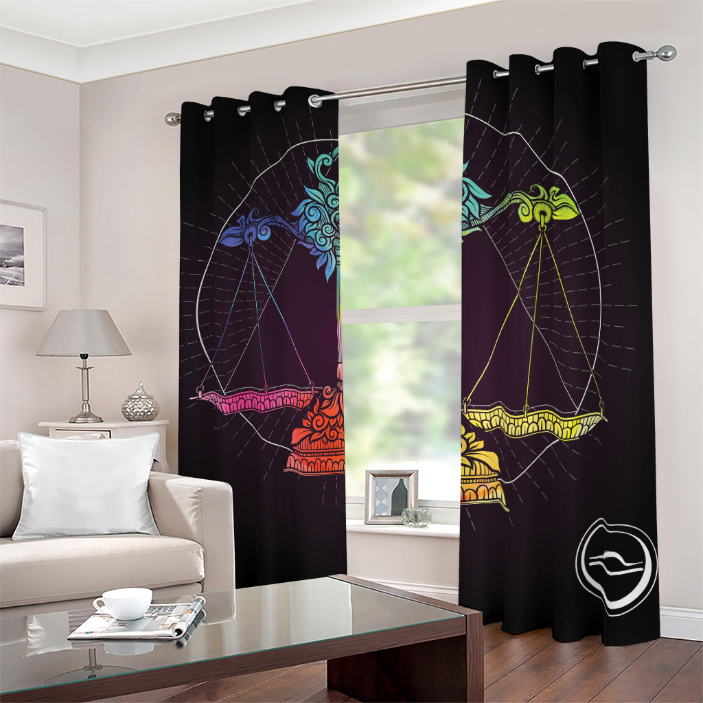 Colorful Libra Sign Print Blackout Grommet Curtains