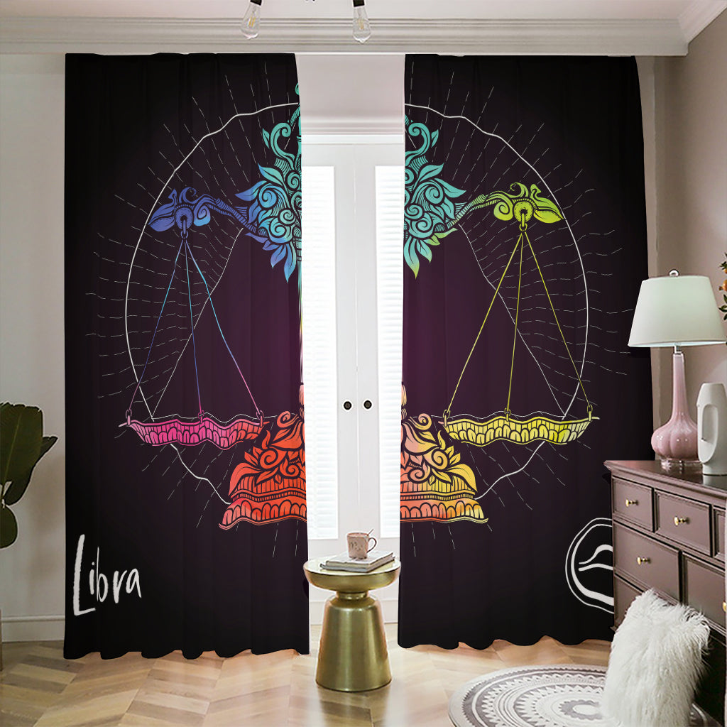 Colorful Libra Sign Print Blackout Pencil Pleat Curtains