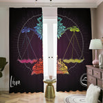 Colorful Libra Sign Print Blackout Pencil Pleat Curtains