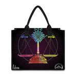 Colorful Libra Sign Print Canvas Tote Bag
