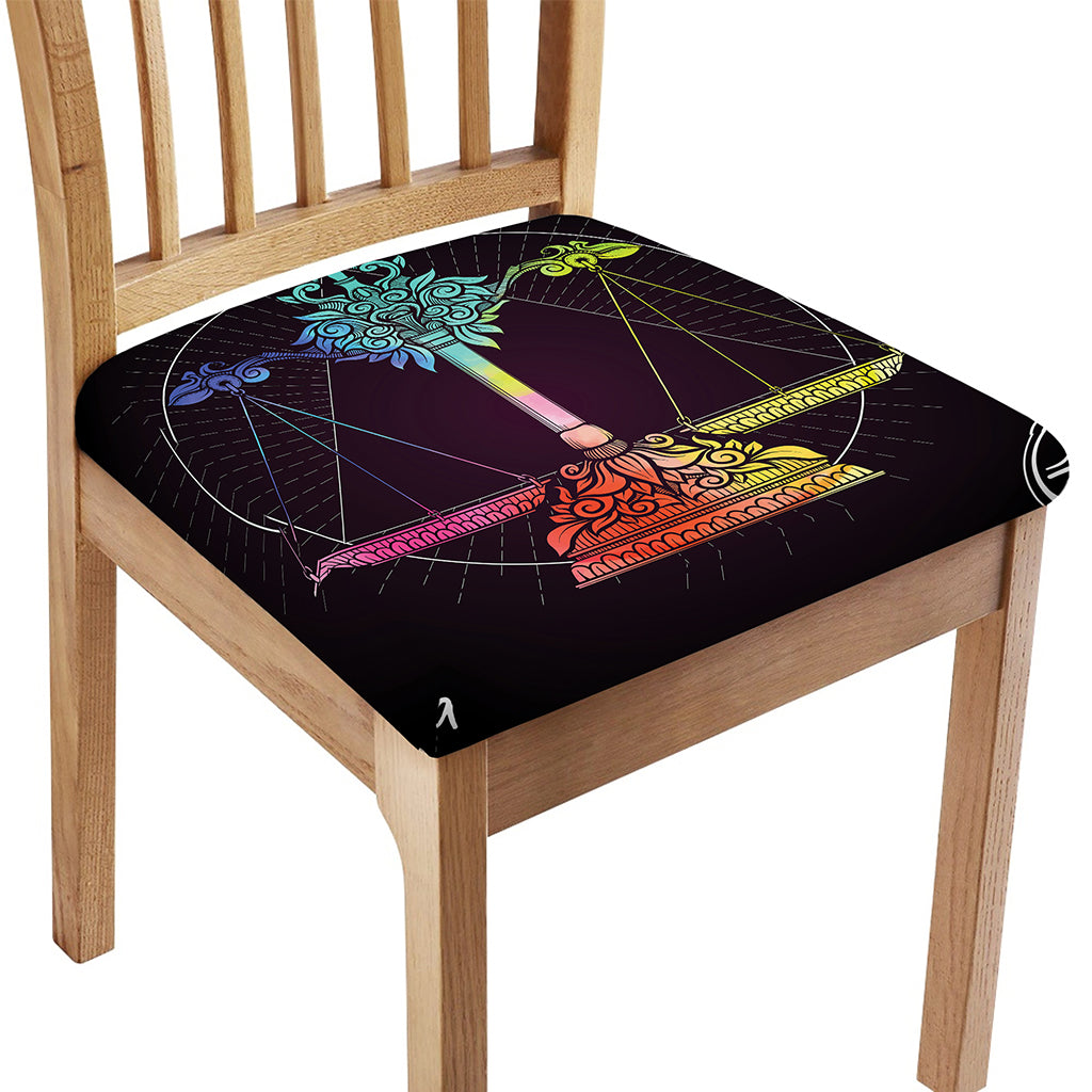 Colorful Libra Sign Print Chair Cushion Cover