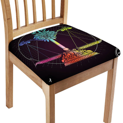Colorful Libra Sign Print Chair Cushion Cover