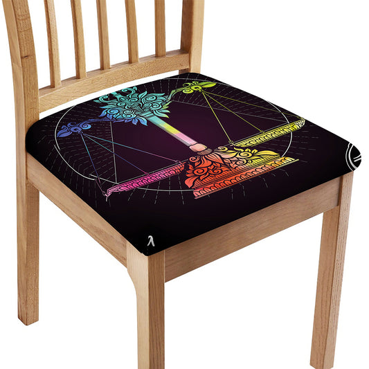 Colorful Libra Sign Print Chair Cushion Cover