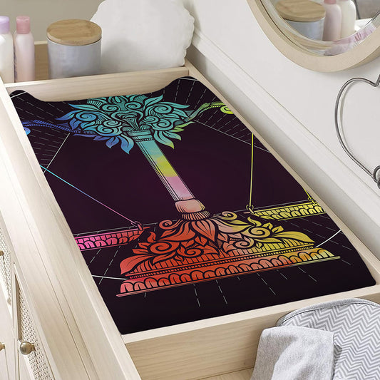 Colorful Libra Sign Print Changing Pad Cover