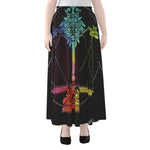 Colorful Libra Sign Print Chiffon Maxi Skirt