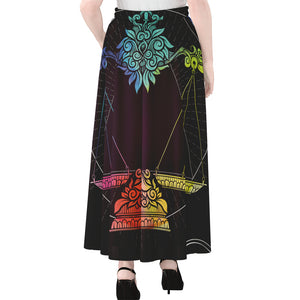 Colorful Libra Sign Print Chiffon Maxi Skirt