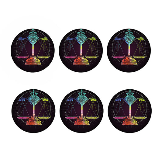 Colorful Libra Sign Print Coaster Set