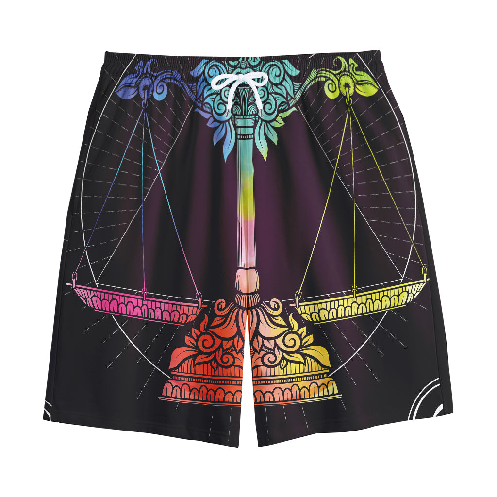 Colorful Libra Sign Print Cotton Shorts
