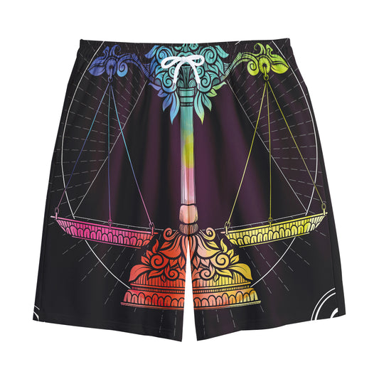 Colorful Libra Sign Print Cotton Shorts