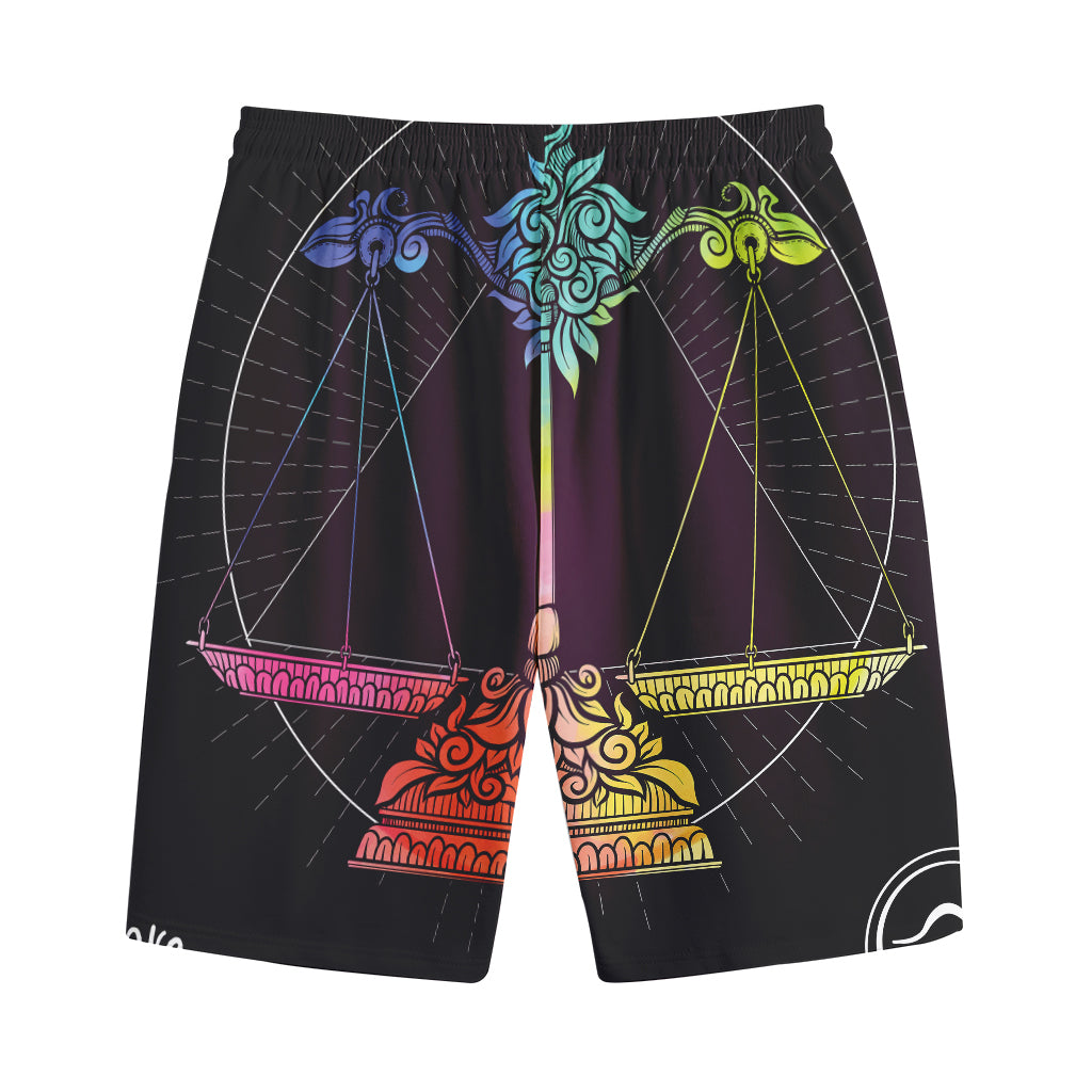 Colorful Libra Sign Print Cotton Shorts