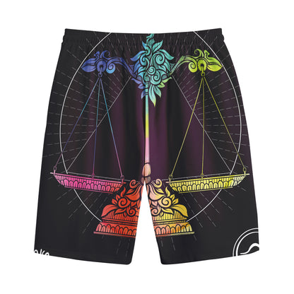 Colorful Libra Sign Print Cotton Shorts