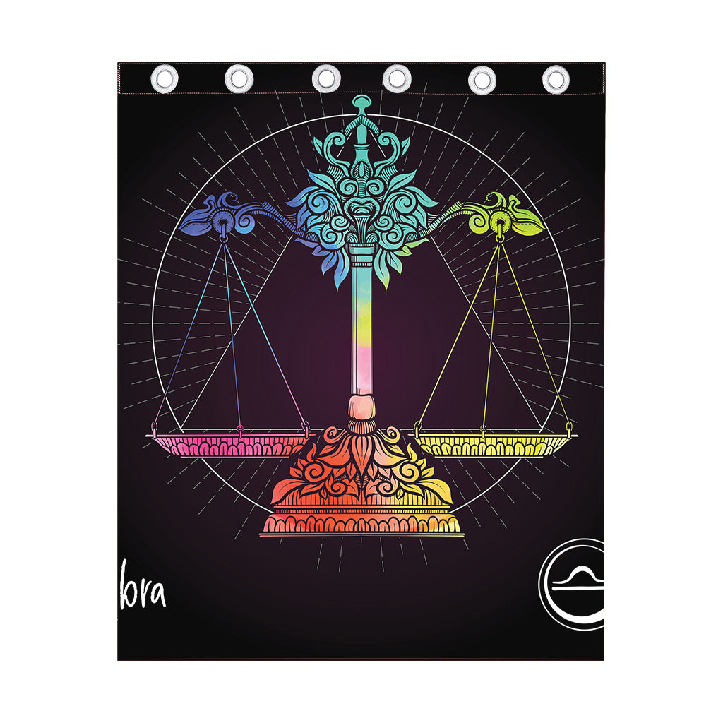 Colorful Libra Sign Print Curtain