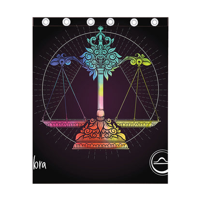 Colorful Libra Sign Print Curtain