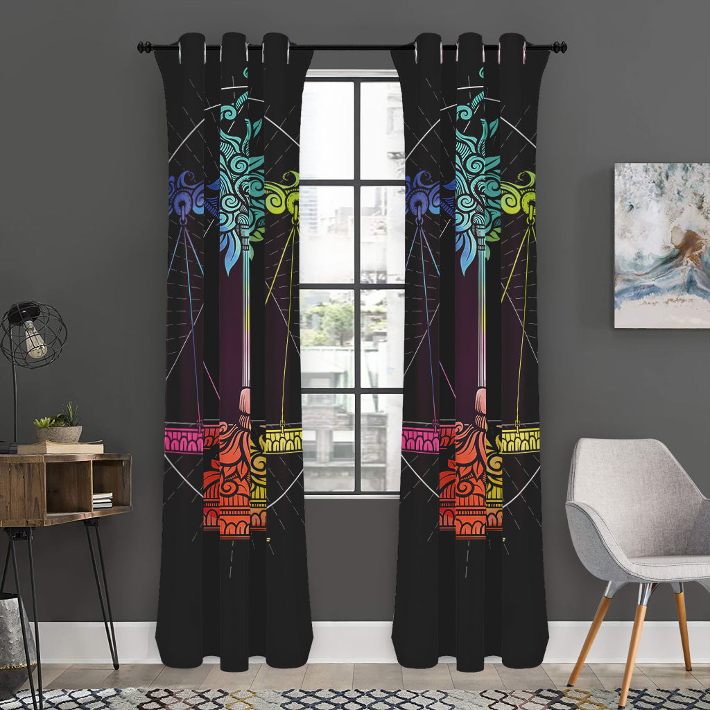 Colorful Libra Sign Print Curtain