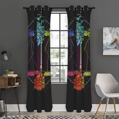 Colorful Libra Sign Print Curtain