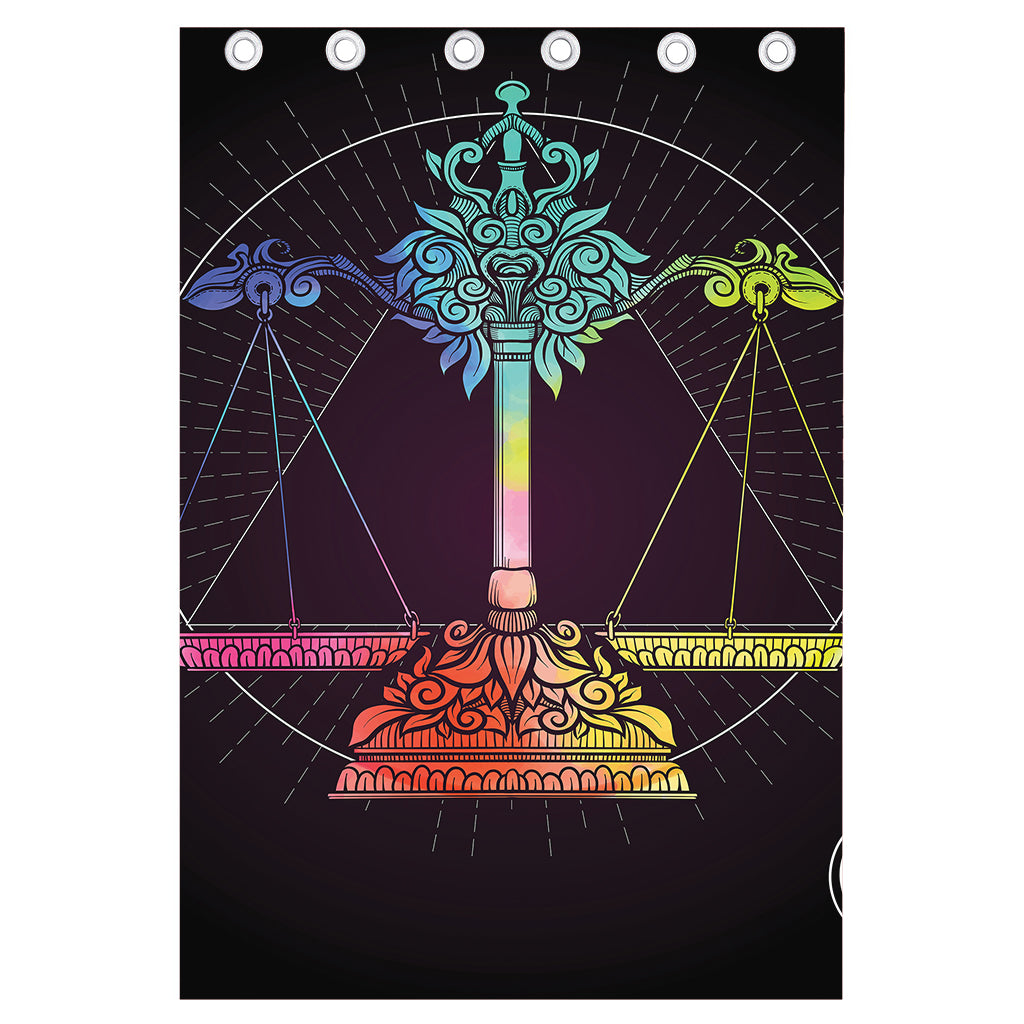 Colorful Libra Sign Print Curtain